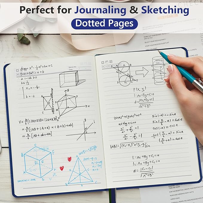 Dotted Journal Notebook for Men & Women, 160 Pages Dot Grid notebook for Note Taking, Bullet Journaling Notebook for Work, School, Travel, Writing, A5 Hardcover 5.9" x 8.5" (Navy)