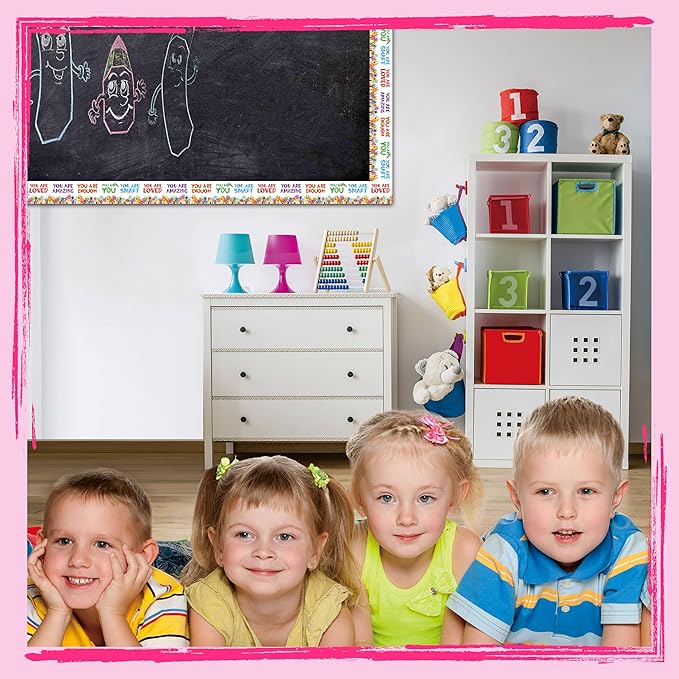 60 Feet Bulletin Board Borders, Encouraging Rolled Border Trim Back-to-School Bulletin Board Decoration, Walls, Desks, Windows, Doors, Chalkboards, Whiteboards Decors for School, Classroom & Offices