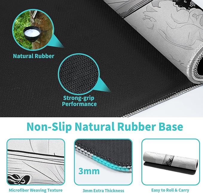 Katana Gaming Mouse Pad 31.5x11.8 Inch Large Black Long Extended Pads Big Mousepad Large Non-Slip Rubber Base Waterproof Big Keyboard Mat with Stitched Edges for PC Computer Laptop and Office