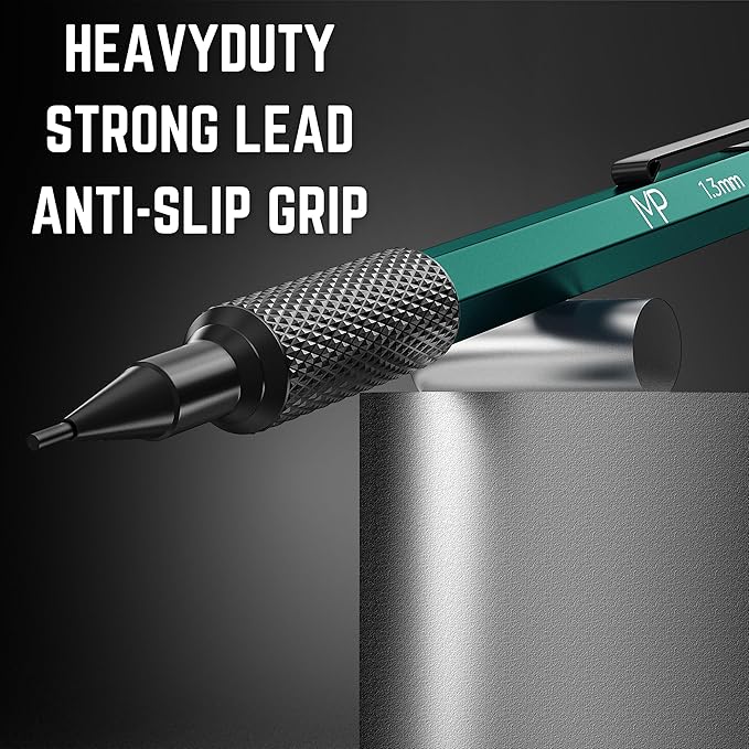 Mr. Pen- Metal Mechanical Pencils Set with Lead and Eraser Refills, 3 Pack, 1.3 mm Mechanical Pencil Metal