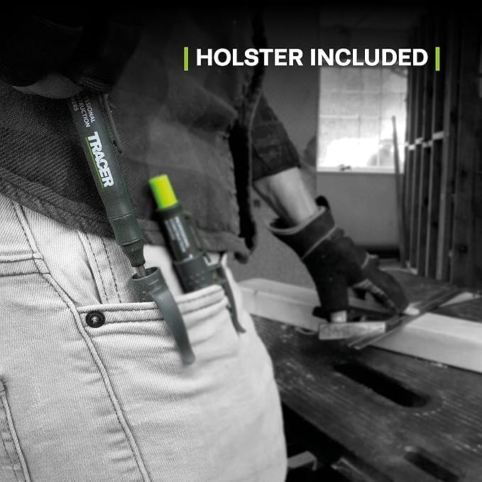 Tracer Mechanical Carpenter Pencils Set with Replacement Lead (6 Pack) - Construction Pencil with Site Holster - All In One Marking Kit for Carpenter Tools Contractor Pencils - AMK1