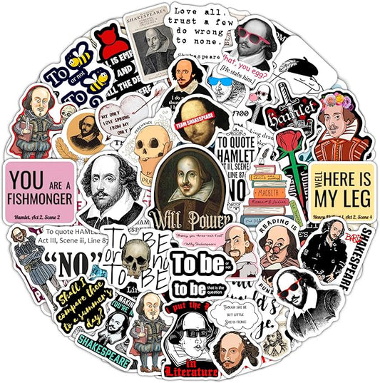 BulbaCraft Shakespeare Stickers – Literary Quote Vinyl Decals from Plays & Sonnets – Literature Waterproof Aesthetic Book Stickers for Laptops, Water Bottles - Shakespeare Gifts