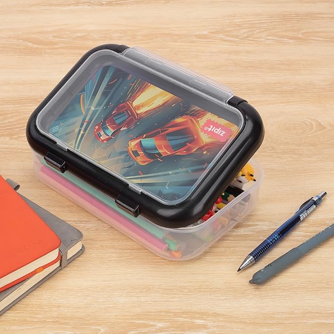 ZIPIT Recycled Plastic Pencil Box for Kids | 2 Compartments Pencil Case for School | Large Capacity Pencil Box for Girls and Boys