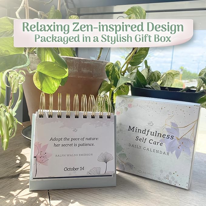 MESMOS Inspirational Gifts for Women, Teacher Appreciation Gifts for Women, Perpetual Calendar with 366 Daily Affirmations, Mindfulness Self Care Gifts, Cute Office Desk Accessories, Office Decoration