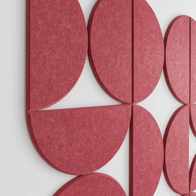 Large Bulletin Board Kit 48x36- Minimalist Wall Art to Replace Your Old Cork Boards for Walls for Office Decor - 24-Pack Semi-Circle Felt Wall Tiles for Home Office Décor (Burgundy)
