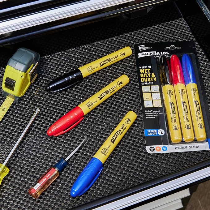 Avery Marks A Lot UltraDuty Permanent Markers, Chisel Tip, Water Resistant, Assorted Colors, 3 Industrial Markers (29864)