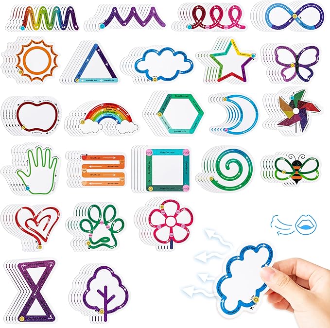 H1vojoxo 120PCS Breath Anxiety Sensory Stickers Tactile Deep Breathing Stickers for Kids Adult Anti Stress Textured Fidget Sticker for Anxiety Sensory Sticker Different Texture for Phone