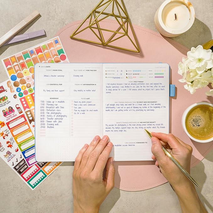 Clever Fox Self-Care Journal – Daily Reflection Notebook – Mental Health & Personal Development Planner, Meditation & Mood Log, A5 (Light Blue)