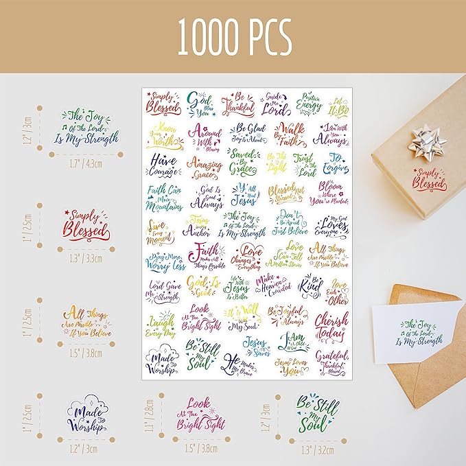 1000 PCS Bible Verse Stickers, Clear Inspirational Pray Stickers Encouraging Scripture Decals Jesus Christian Religious Faith Labels for Scrapbooks Bottles Computer Planner Diary Album Kids Adults
