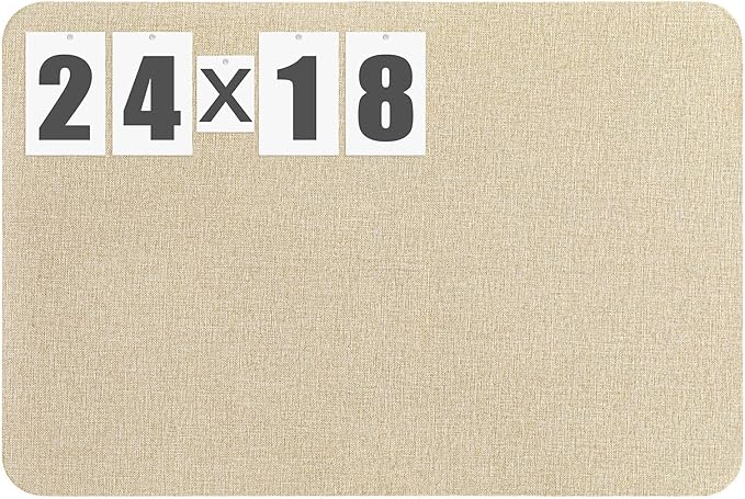 24"x 18" Linen Fabric Bulletin Board Pinboard for Walls Display Frameless Pinboard Display Notice Memory Board for Office Walls Home Kitchen Easy to Install(Brown)