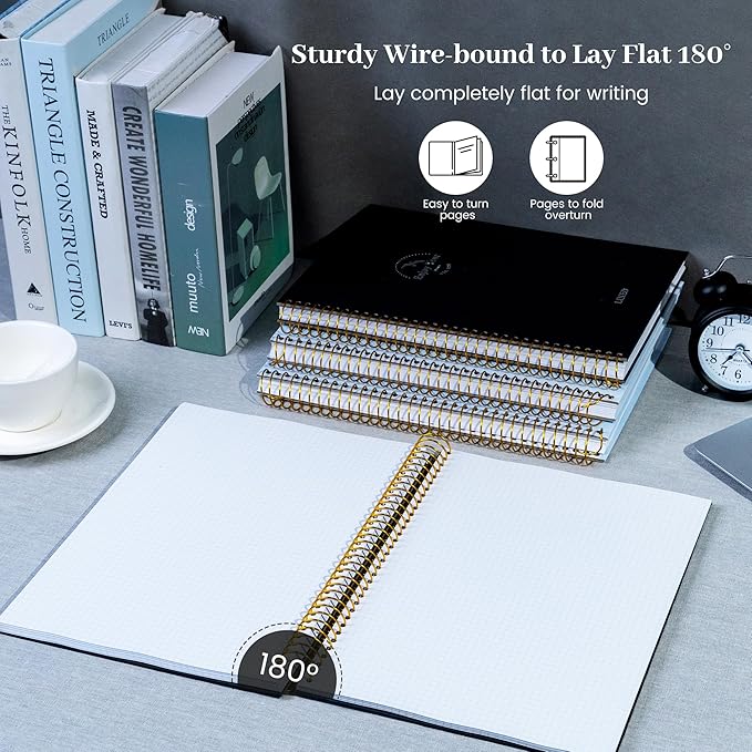 FLYING EAGLE 8.5 x 11 Large Graph Notebook Journal Spiral Graph Grid Notebook 210 Pages Hardcover Graph Notebook Engineering Paper Notebook Graphing Notebook for Men Women, Black