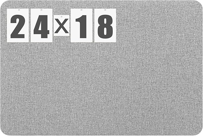 24"x 18" Linen Fabric Bulletin Board Pinboard for Walls Display Frameless Pinboard Display Notice Memory Board for Office Walls Home Kitchen Easy to Install(Grey)