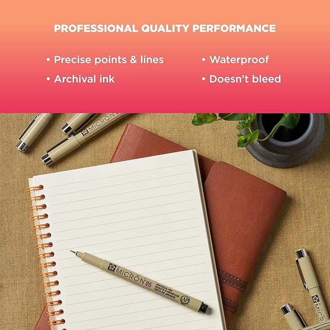 SAKURA Pigma 50220 Micron Blister Card Ink Pen Set, Ass't Colors, PN 8CT