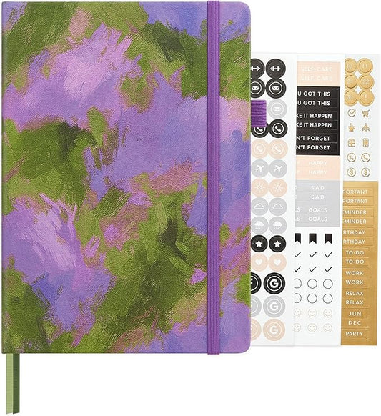 &And Per Se Bullet Dotted Journal, A5 Hardcover Aesthetic Notebook – 160 Pages 100gsm Thick Dot Grid Paper, 3 Sticker Sheets – Gift-Ready Journaling Kit for Women (Lavender Grove)