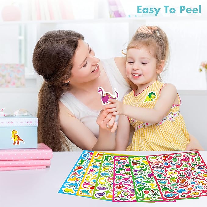 2600+ Incentive Stickers, 64 Sheets Adorable Dinosaurs, 600+ Cartoon Designs Motivational Stickers for Teacher Classroom Reward Gift Encourage Kids to Do Chores Go to The Toilet