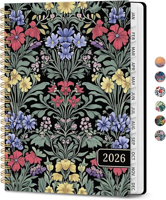 2026 Planner, Aesthetic Weekly and Monthly Planner for Women, Jan 2026 to Dec 2026, Hardcover 2026 Calendar Book with Monthly Tabs, Inner Pocket, Perfect for Office Home School - A5 (6.3" x 8.5"), Symmetrical Tapestry