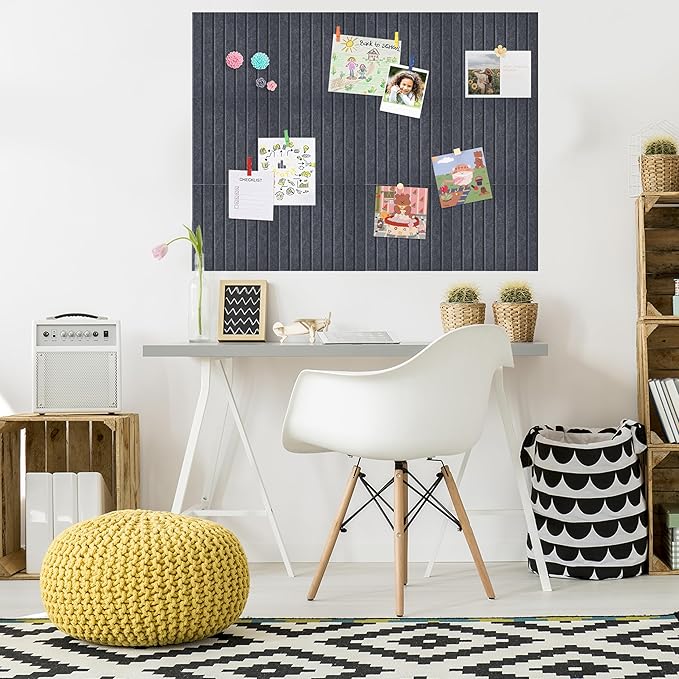Cork Board for Walls 36" x 24", 6 Pack Felt Bulletin Board Wall Tiles with 30 Push Pins for Home Kitchen School Office Wall DIY Decorative