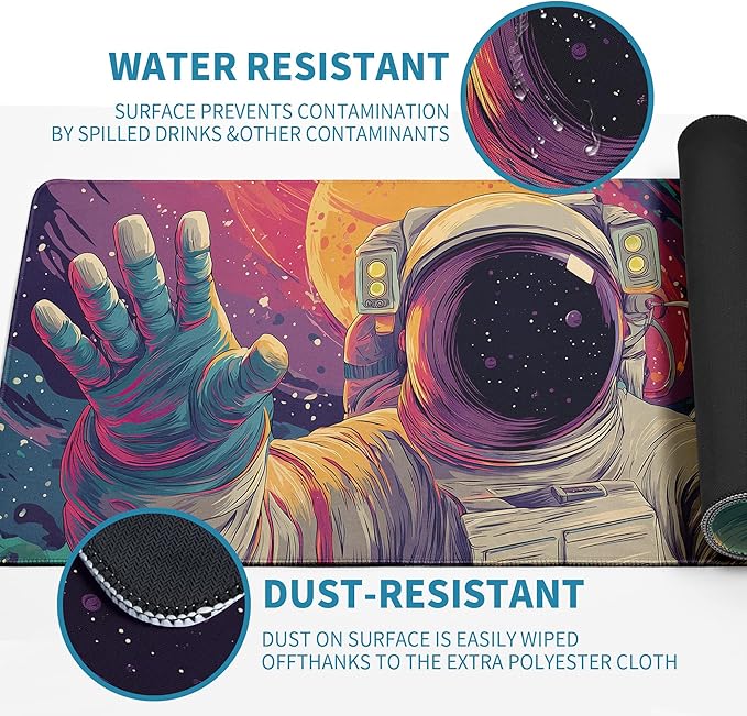 Astronaut Mouse Pad Desk Mat XL Extended Large Gaming Desk Pad Mousepad, Wave Your Hand Computer Laptop Keyboard and Mouse Mat, Desktop Protector Mat for Office and Home 31.5x11.8 in