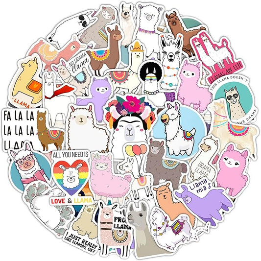 BulbaCraft 100Pcs Llama Stickers for Water Bottles & Laptop Decals - Llama Party Supplies, Gifts for Women & Men