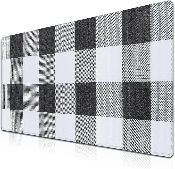 Office Desk Mats Black and White Pad Buffalo Plaid for Table Gaming Mouse Pad Extra Large Mouse Pads Full Desk Mousepad Non-Slip Rubber Base 35.4" X 15.7" for Game Office, Buffalo Plaids