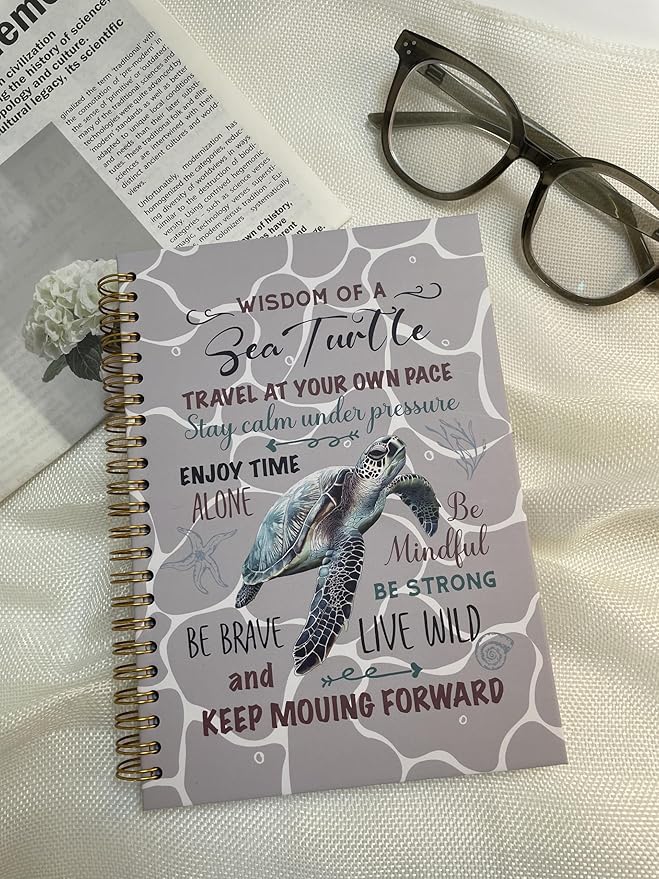 Cute Notebooks Journal For Women - Sea Turtle Dairy Funny Hardcover College Ruled Lined,5.8"X8.3",Pretty Spiral Meeting Notebook,Gifts For Sea Turtles Lover Men Friends On Birthday Christmas Mothers Day (Grap)