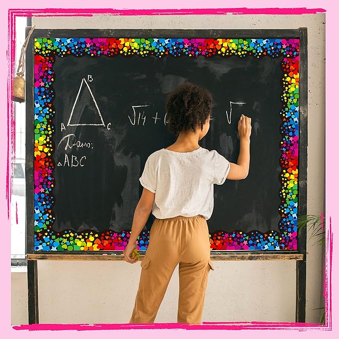 60 Feet Bulletin Board Borders, Scalloped Confetti Rolled Border Trim Decorate Bulletin Boards, Walls, Desks, Windows, Doors for School, Classroom & Offices