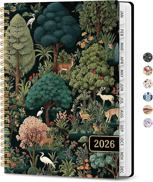 2026 Planner, Weekly and Monthly Planner for Women, Jan 2026 - Dec 2026 Pretty 2026 Calendar Planner with Monthly Tabs, Inner Pocket, Spiral Binding, Perfect for Office Home School - 8.5" x 11", Jungle Life