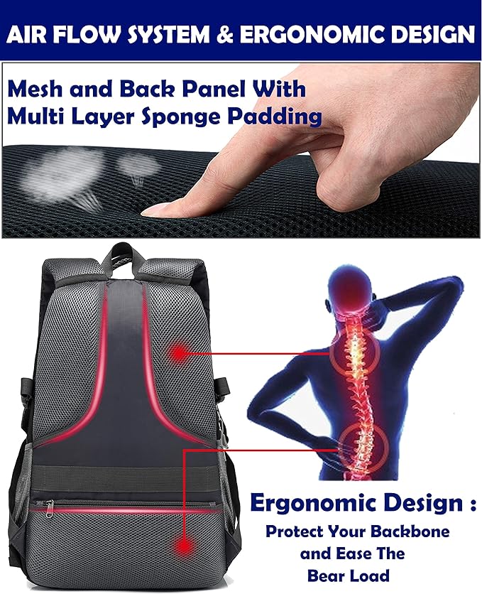 ProEtrade Backpack Bookbag for College Laptop Travel, Fit Laptop Up to 15.6 inch with USB Charging Port Multi Compartment Anti theft, Gift for Women Men (Black)