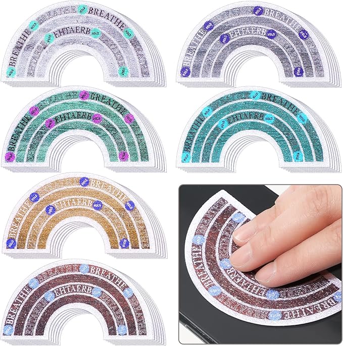 36 Pcs Sensory Strips Infinity Rainbow Anxiety Mindfulness Stickers Adults Stress Breathing Stickers Fidget Adhesives Rough Textured Tape for Classroom Desk Office Computer(Wood)