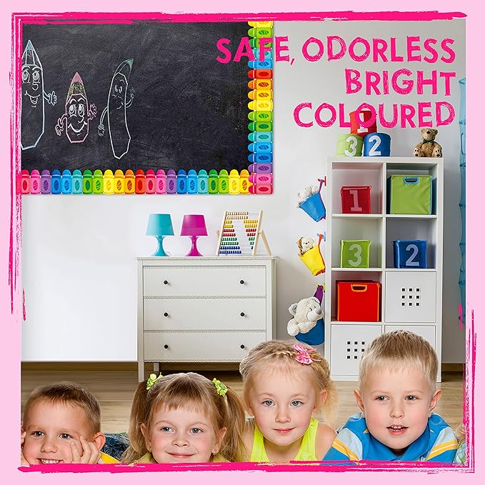 ERKE 60 Feet Bulletin Board Borders, Self Adhesive Crayon Die-Cut Rolled Border Trim Colorful Decoration with Strong & Permanent Adhesive for School, Classroom Offices Wall, Desks, Windows