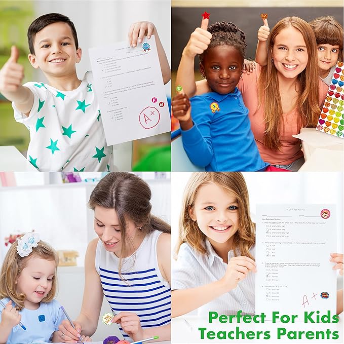 6844 PCS Incentive Stickers, 64 Sheets Round Stickers, Animals Donuts Cupcakes Stars Hearts Motivational Teacher Classroom Reward Gifts Encourage Kids to Do Chores Go to The Toilet