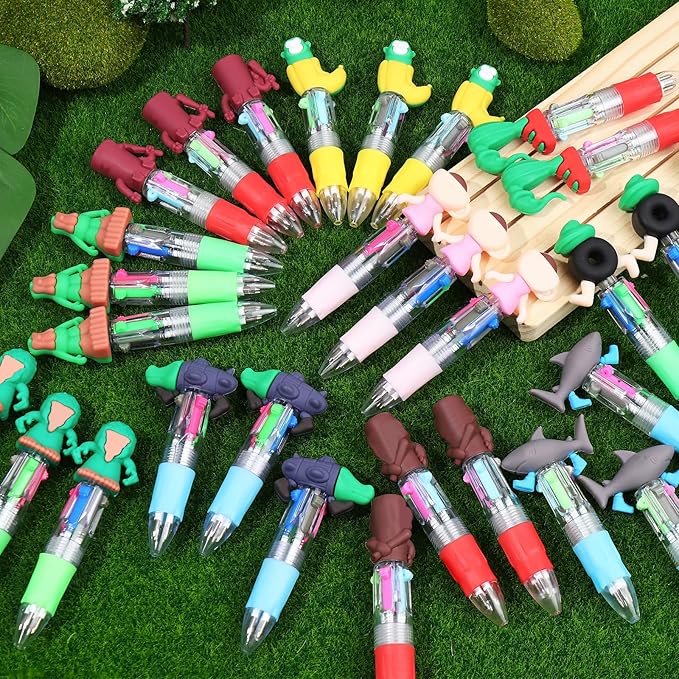 CZWZ 30Pcs Mini Multicolor Pens in One 4-in-1 Cute Pens Bulk, Ballpoint Pen for Birthdays and Parties, Fun Gifts Assorted Ink Kawaii Pen