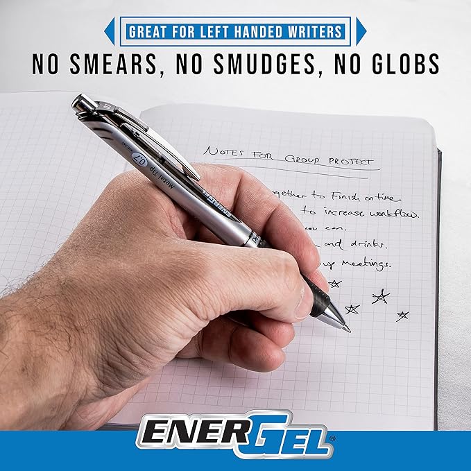 Pentel EnerGel RTX Retractable Liquid Gel Pen,(0.5mm),Fine Line,Needle Tip,Blue Ink,(BLN75BP3C),3 Count (Pack of 2)