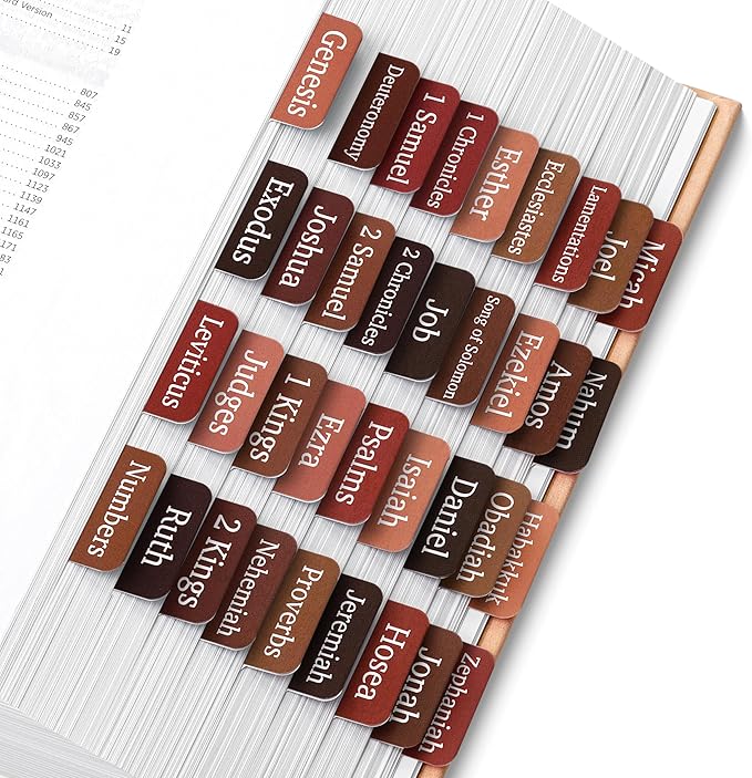 Mr. Pen- Bible Tabs, 75 Tabs, Brown, Laminated Bible Tabs for Women and Men, Bible Tabs for Study Bible, Large Print Bible Index Tabs, Bible Book Tabs, Bible Labels Tabs, Mr. Pen Bible Tabs