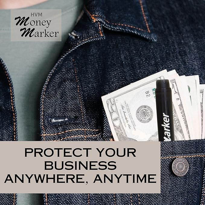 HVM Counterfeit Money Detector Pen (12 Counterfeit Pens) - Money Marker Bill Detector Pen with Upgraded Chisel Tip - Detect Fake Bills, Universal False Currency Checker Pack