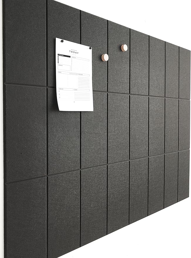 Large Bulletin Board 48x36- Office Wall Organizer to Replace Your Old Cork Boards for Walls for Office Decor - 24-Pack Felt Wall Tiles for Use in Home Office Decor as Photo Board (Black)