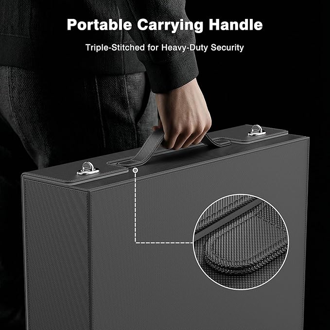 Kabinka Trading Card Storage Box with Handle & Mechanical Latch,5-Row 3900+ Commander MTG Card Case with Sealed Display Window,Top loaders Organizer Deck Box for MTG/TCG/PTCG/Sports Cards (Black)