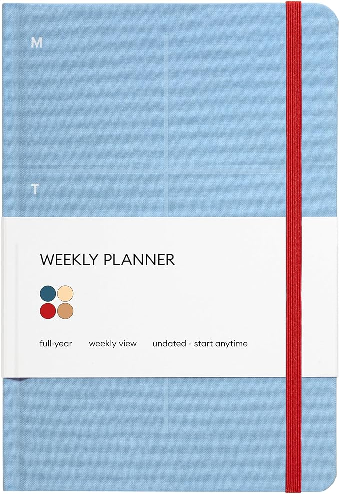 Kunitsa Co. Undated Planner - Hardcover, with Habit Tracker & Goal Setting - Weekly, Full Year (Blue)