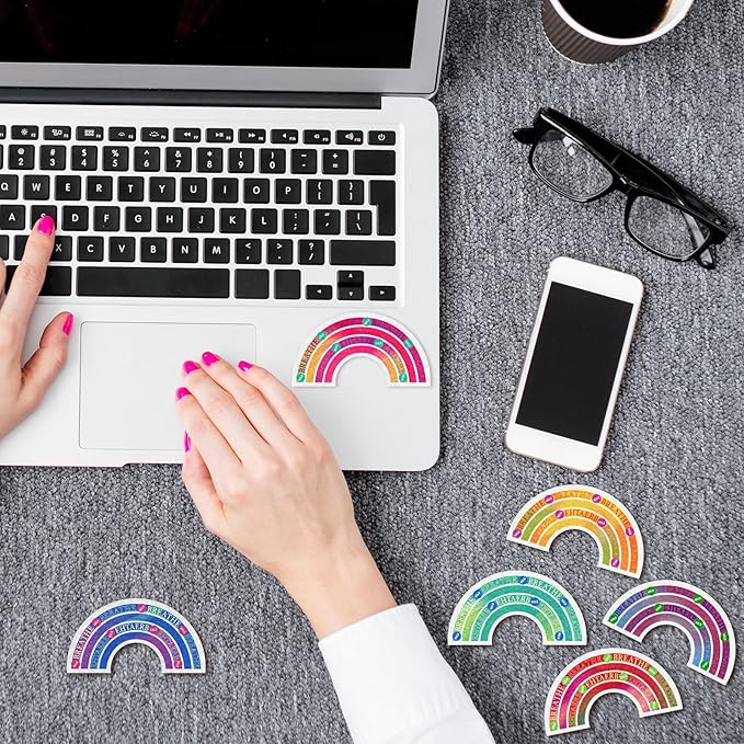 36 Pcs Sensory Strips Infinity Rainbow Anxiety Mindfulness Stickers Adults Stress Breathing Stickers Fidget Adhesives Rough Textured Tape for Classroom Desk Office Computer(Classic)