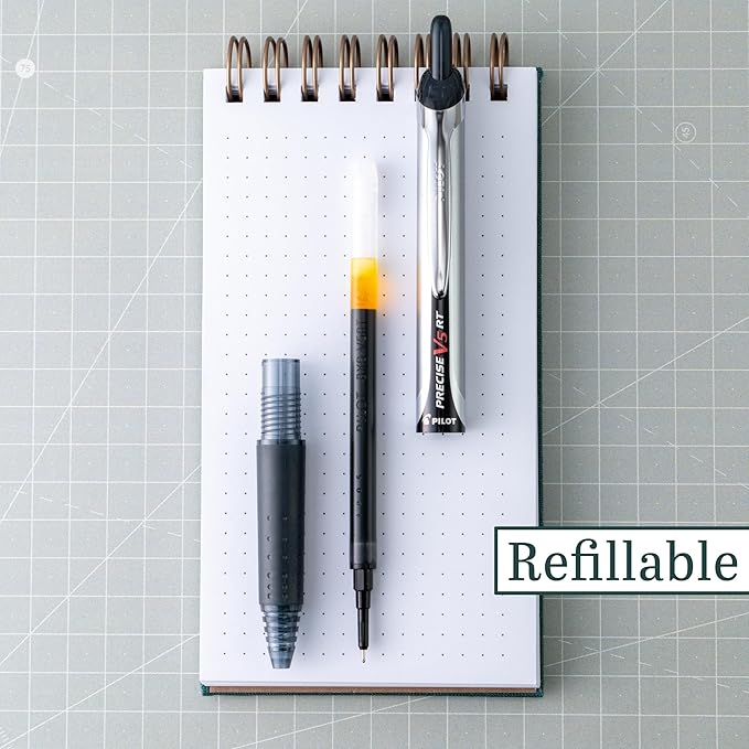 Pilot Precise V5 RT Refillable & Retractable Rolling Ball Pens, Extra Fine Point Pens, 0.5 mm, Assorted, Pack of 12 - Ideal for School, Journaling & Office Writing