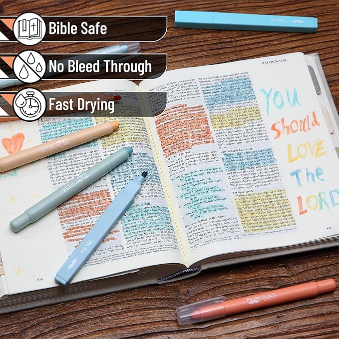 Mr. Pen Aesthetic Highlighters, 8 Pack, Pastel Color Bible Highlighter No Bleed