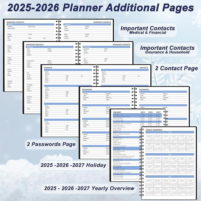 Monthly Planner 2025-2026 (7.4'' x 9.6''), 18 Months Calendar Planner from Jul 2025-Dec 2026, 2025 Agenda with Pocket, 120GSM Paper, Black