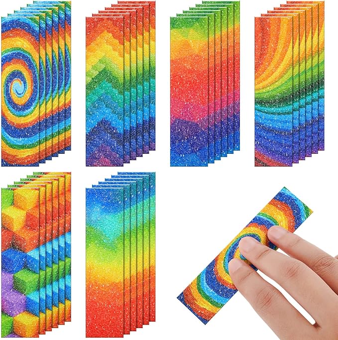 36 Pcs Anxiety Sensory Stickers Strips Adhesive Textured Mental Health Calm Stickers Mindfulness Fidget Decals Stress Anxiety Relief Items for Therapy Office Desk(Rainbow Style)
