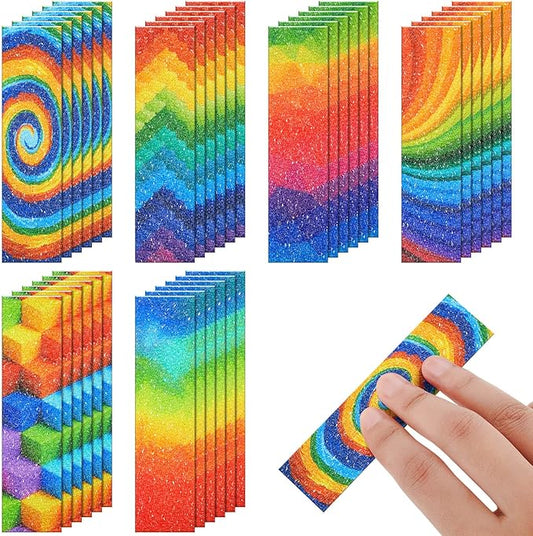 36 Pcs Anxiety Sensory Stickers Strips Adhesive Textured Mental Health Calm Stickers Mindfulness Fidget Decals Stress Anxiety Relief Items for Therapy Office Desk(Rainbow Style)