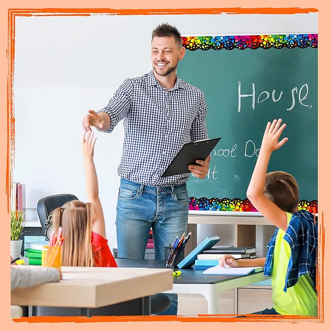 60 Feet Bulletin Board Borders, Scalloped Confetti Rolled Border Trim Decorate Bulletin Boards, Walls, Desks, Windows, Doors for School, Classroom & Offices