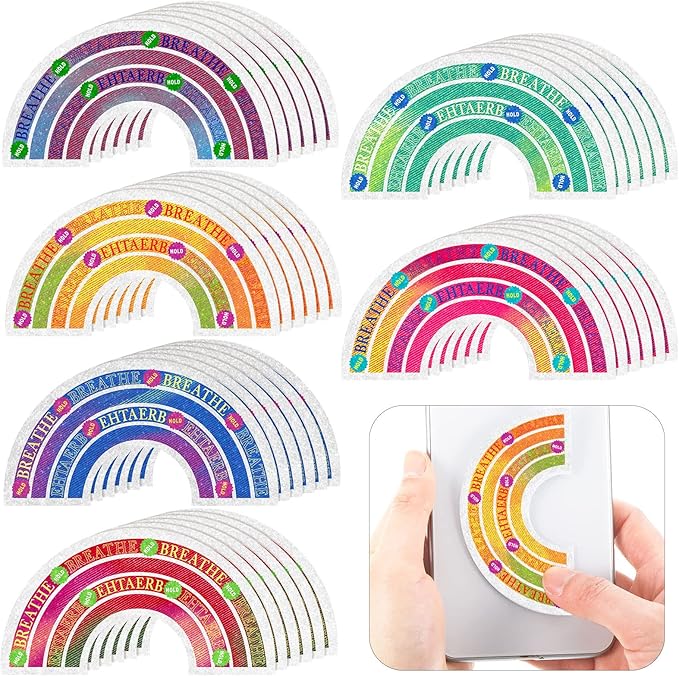 36 Pcs Sensory Strips Infinity Rainbow Anxiety Mindfulness Stickers Adults Stress Breathing Stickers Fidget Adhesives Rough Textured Tape for Classroom Desk Office Computer(Classic)