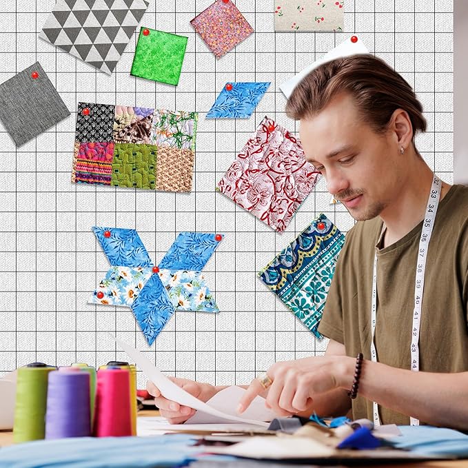 Quilt Design Wall 72 x 60 Inch Quilt Wall Design Board for Quilting Quilters with 2 Inch Grid Lines Portable Sewing Block Projects Fabric Supplies Holding Craft Display(Polyester Cotton)