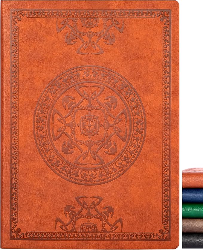 CAGIE Lined Journal Notebook for Women Men, 300 Pages Soft Cover Notebook Leather Journals for Writing, 180 Lay Flat Vintage Mens Journal Personal Diary 8.5"×11", Brown