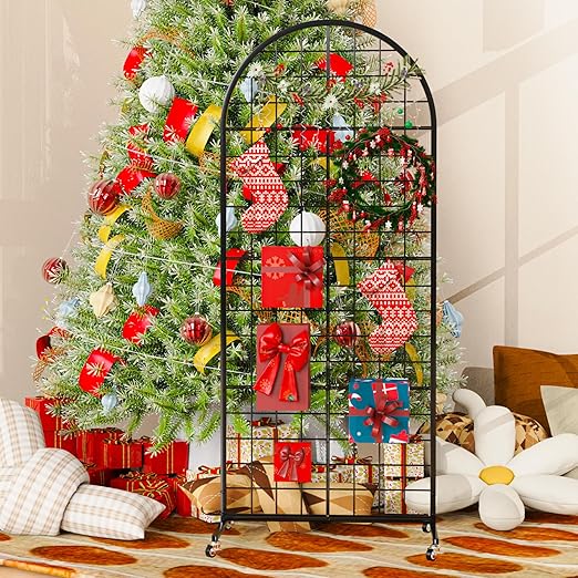 Grid Wall Panel 2PCS Display Stand 2' x 5.2' FT Black Grid Wall Panels Movable Retail Display Racks Floorstanding Gridwall Heavy Duty with Wheel for Art Craft Photo Displays Fair Trade Show
