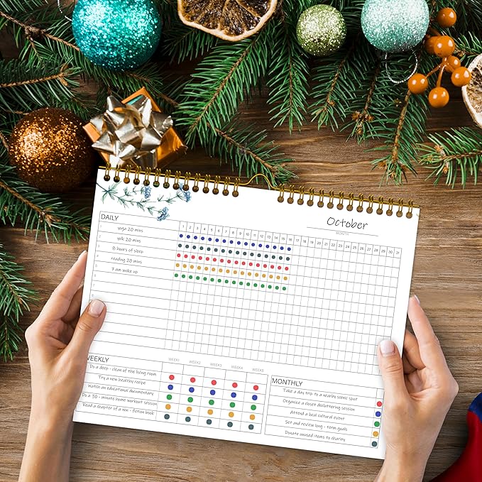 Habit Tracker Calendar，12 Monthly Habit Tracker Journal with Spiral Binding,Undated Weekly Monthly Planner to Boost Productivity&Self Improvement,7.5"x10"